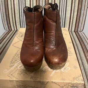 Free People Brown Leather Ankle Booties